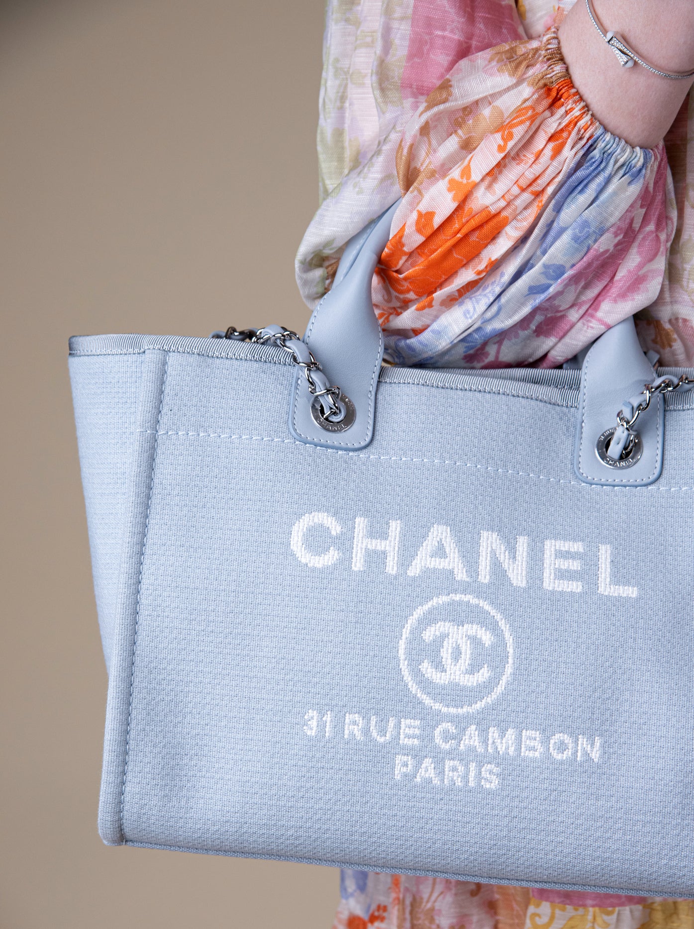 Chanel Deauville Light Blue Shopping Bag