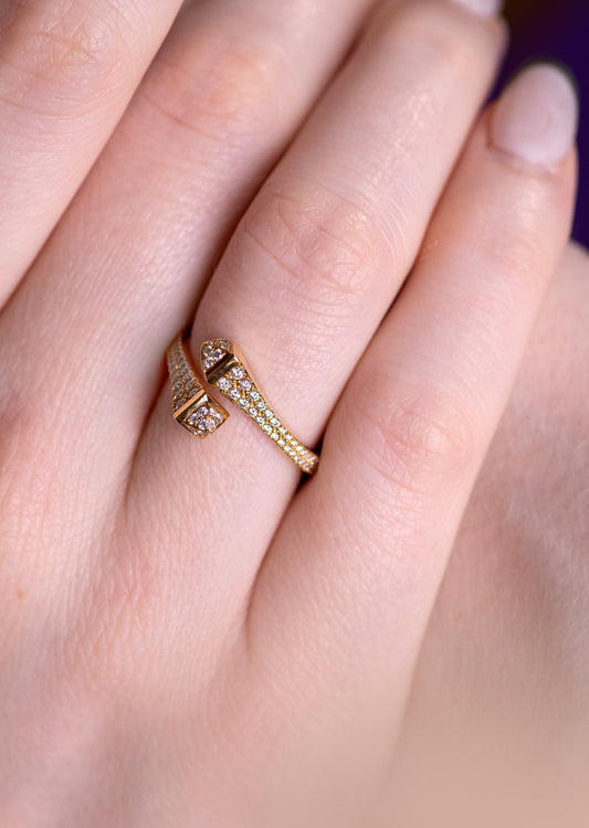 خاتم مارلي كليو الماسي من الذهب الأصفر