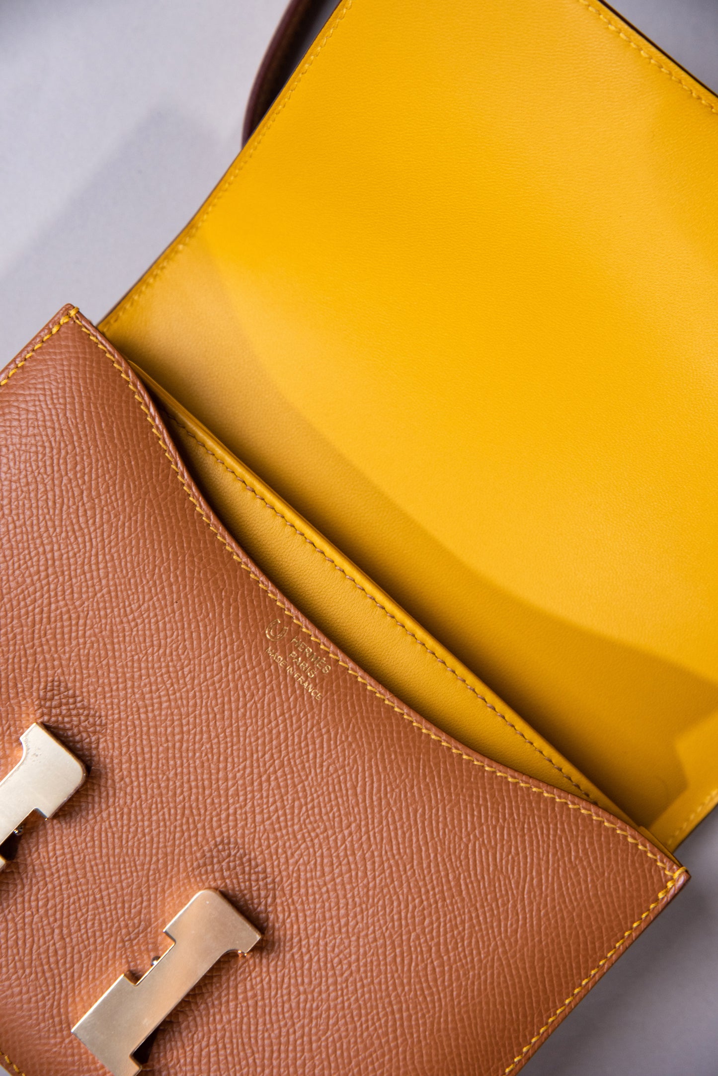 Hermès Mini Constance in Gold/Jaune Ambre GHW