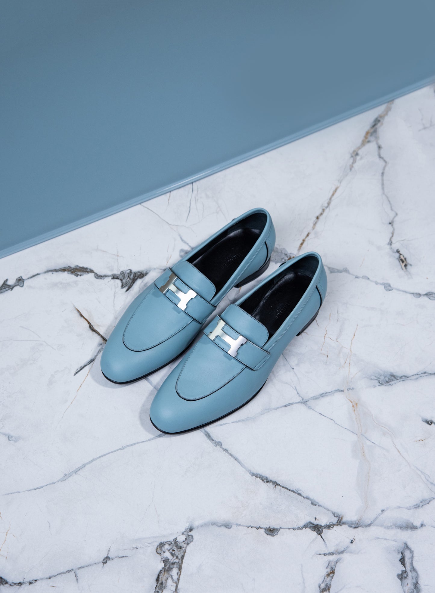 Hermès Paris Loafers in Light Blue PHW