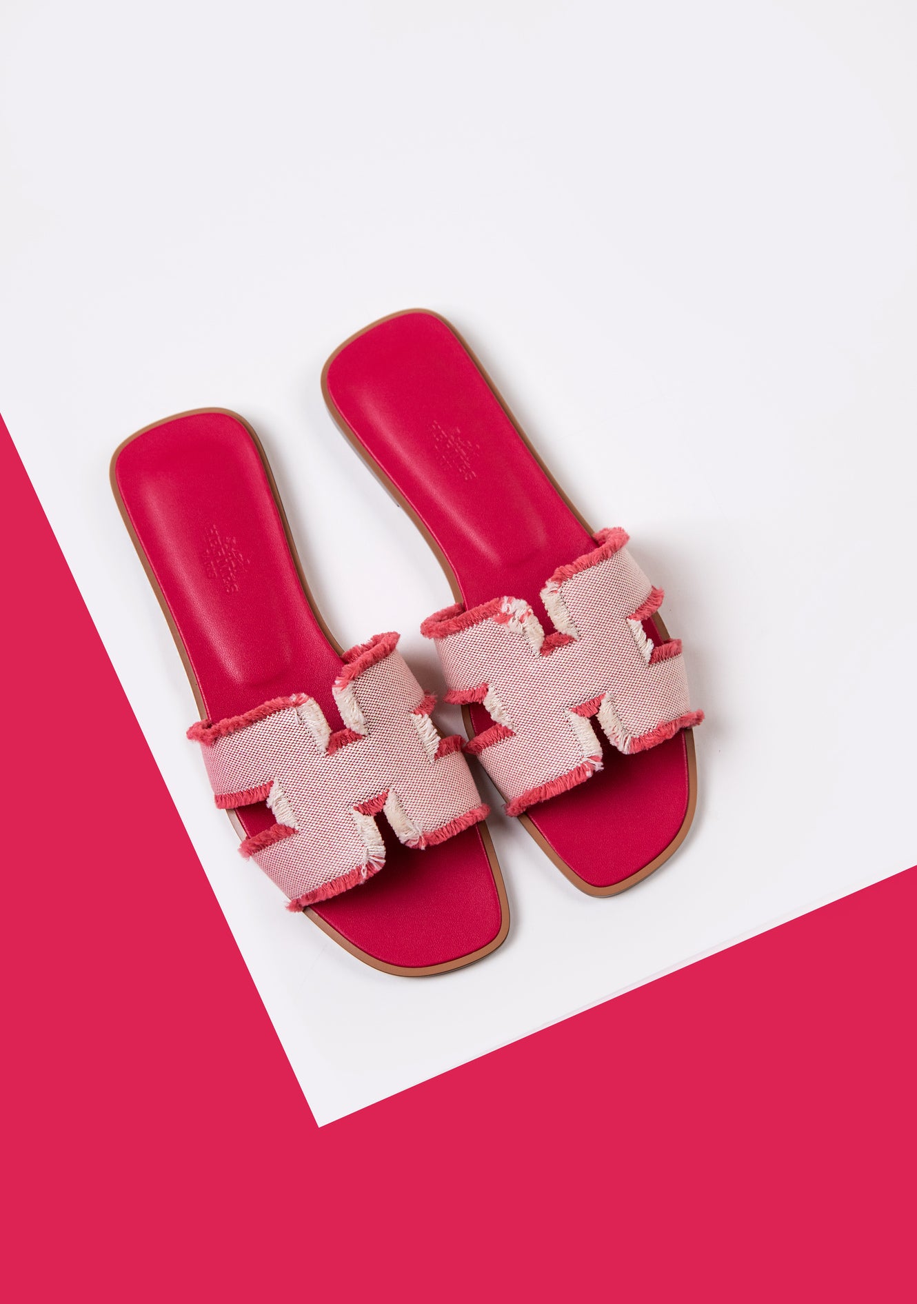 Hermès Orans Epsom Sandals in Framboise