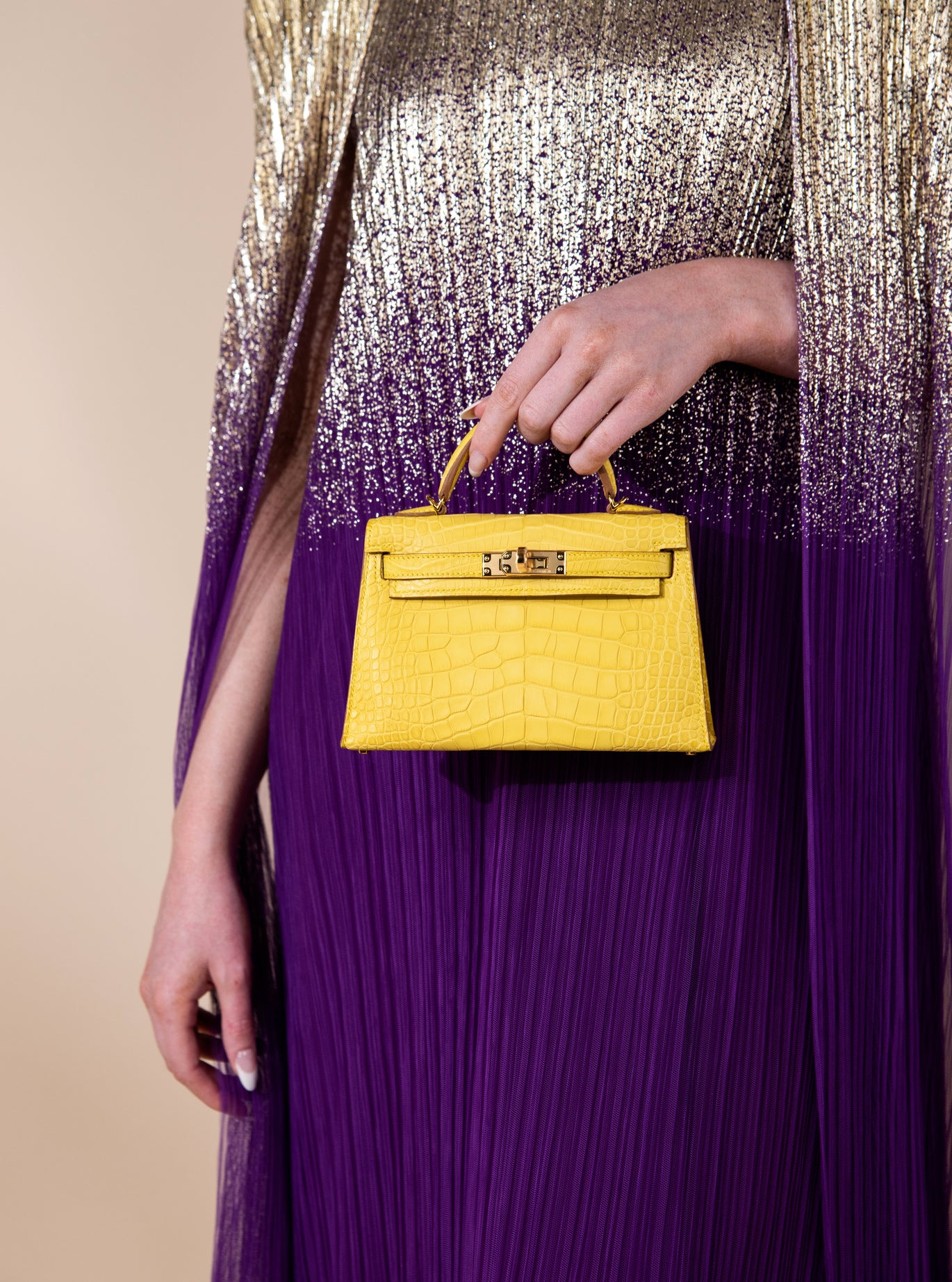 Hermès Mini Kelly Matte Alligator Bag in Mimosa GHW