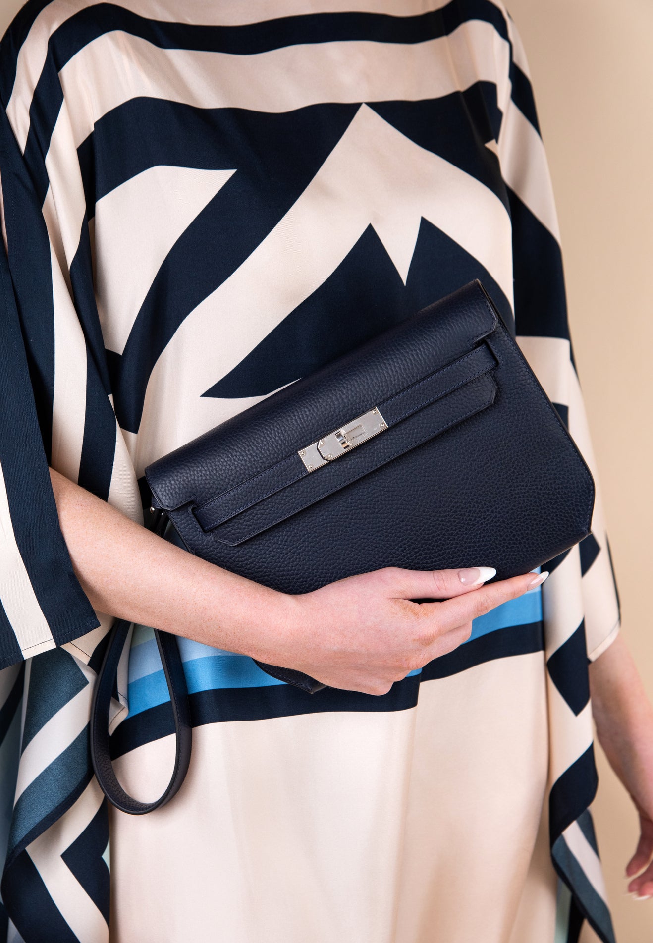 Hermès Kelly Depeches in Blue Nuit PHW