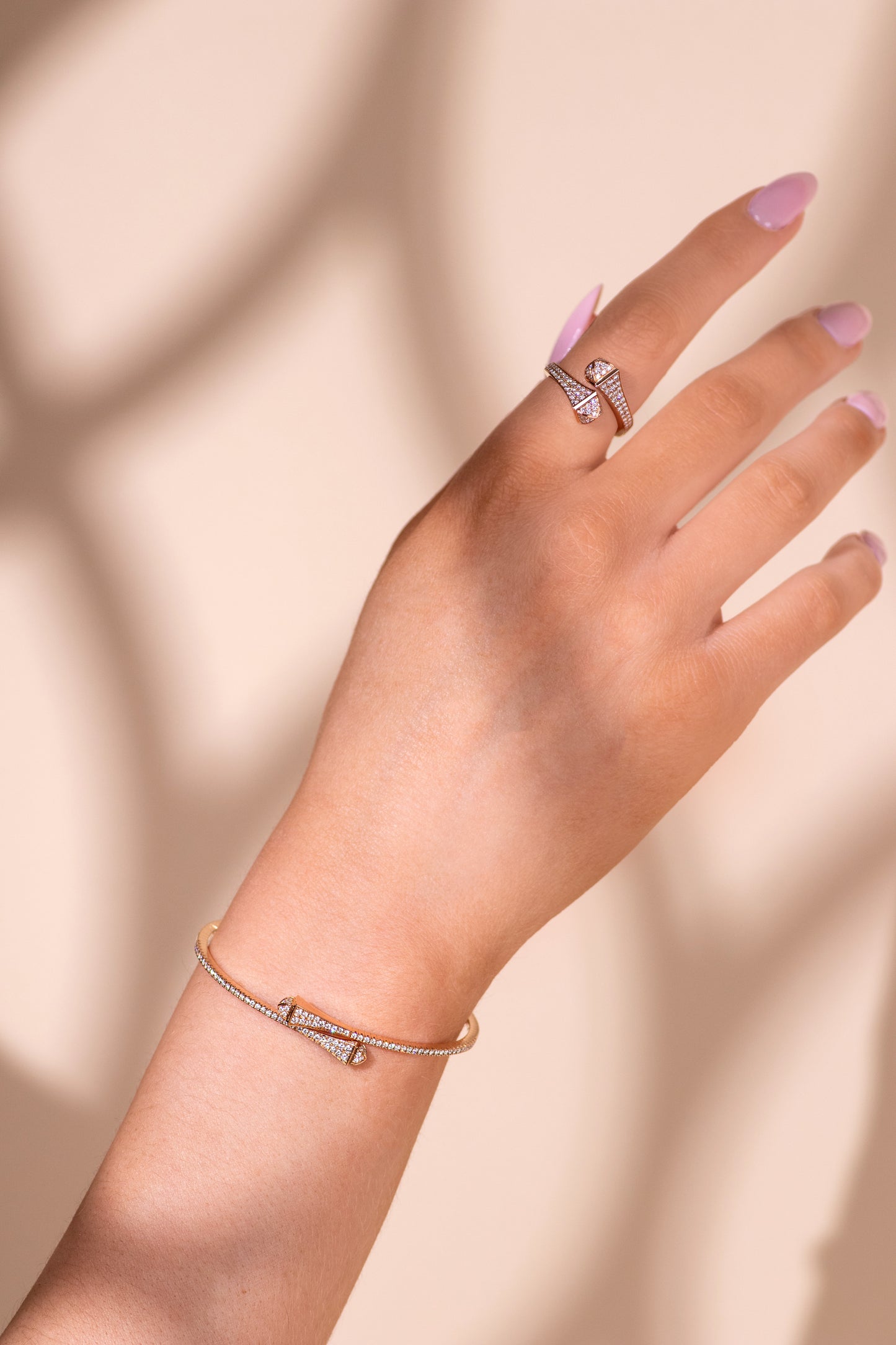 Marli Cleo Rose Gold Full Diamond Ring & Bangle