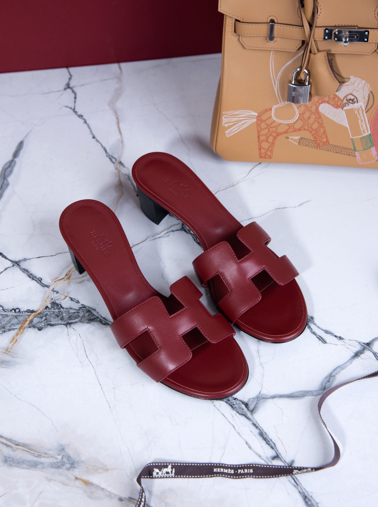 Hermès Oasis Sandals in Burgundy
