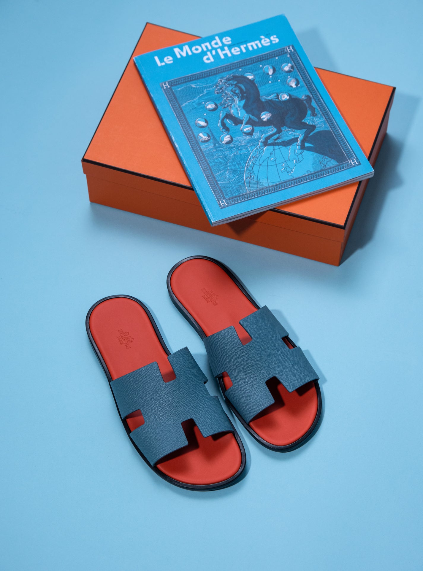 Hermès Izmir Blue/Orange Sandals