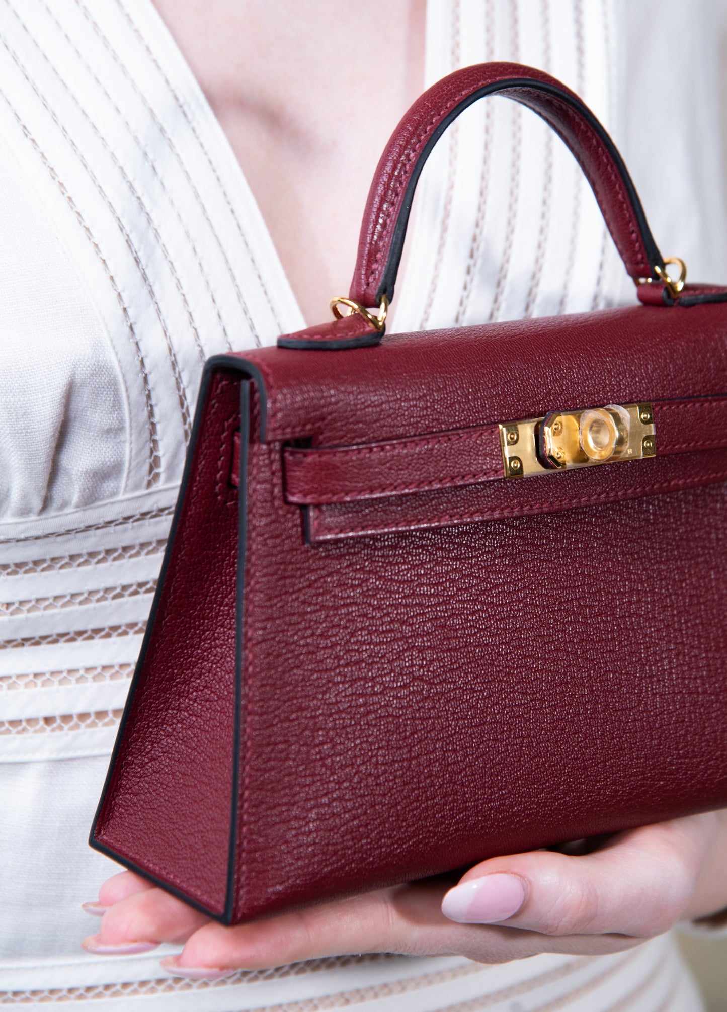 Hermès Mini Kelly Epsom Rouge H GHW
