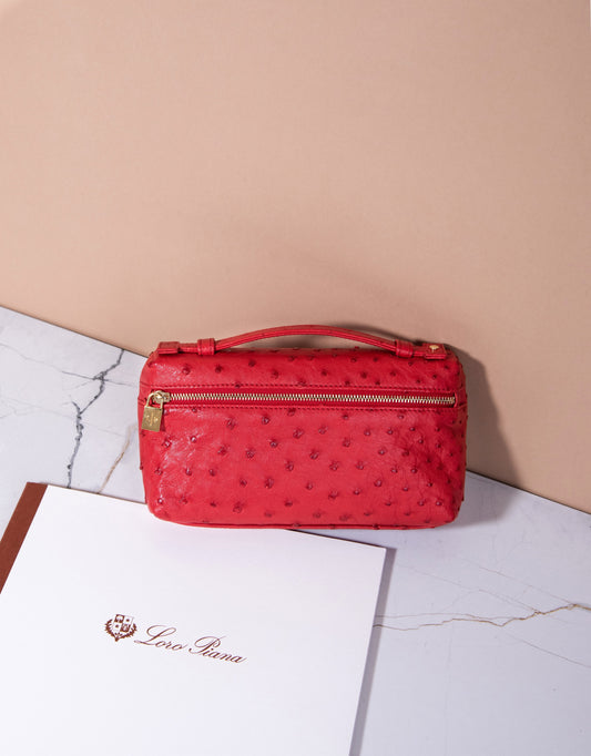 Loro Piana L19 Ostrich Leather Pouch Lipstick