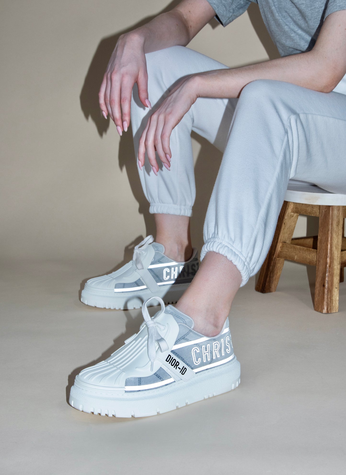 Dior White & French Blue Reflective Sneakers