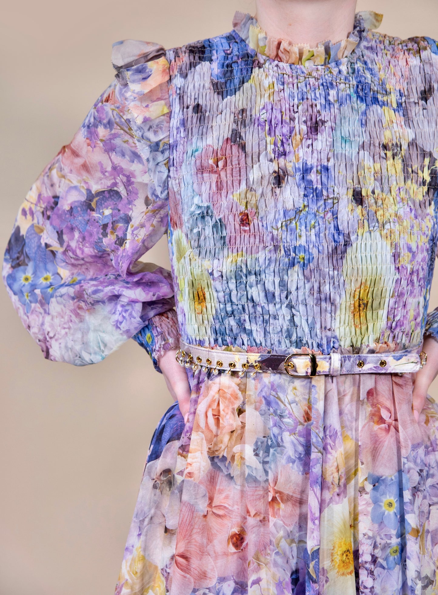 Zimmermann Rhythmic Shirred Midi Dress