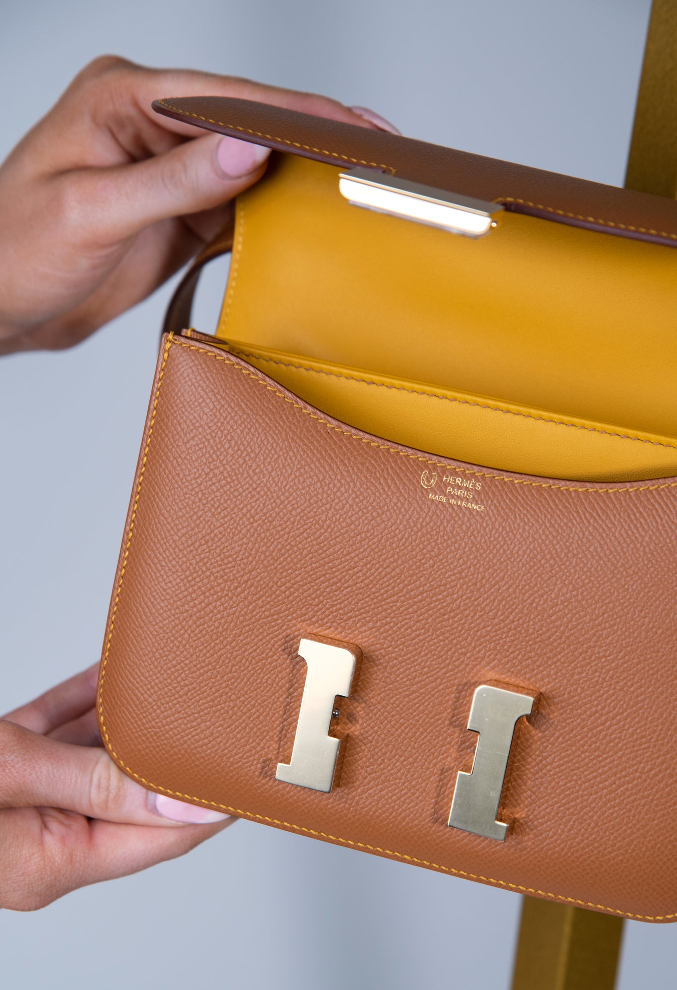 Hermès Mini Constance in Gold/Jaune Ambre GHW