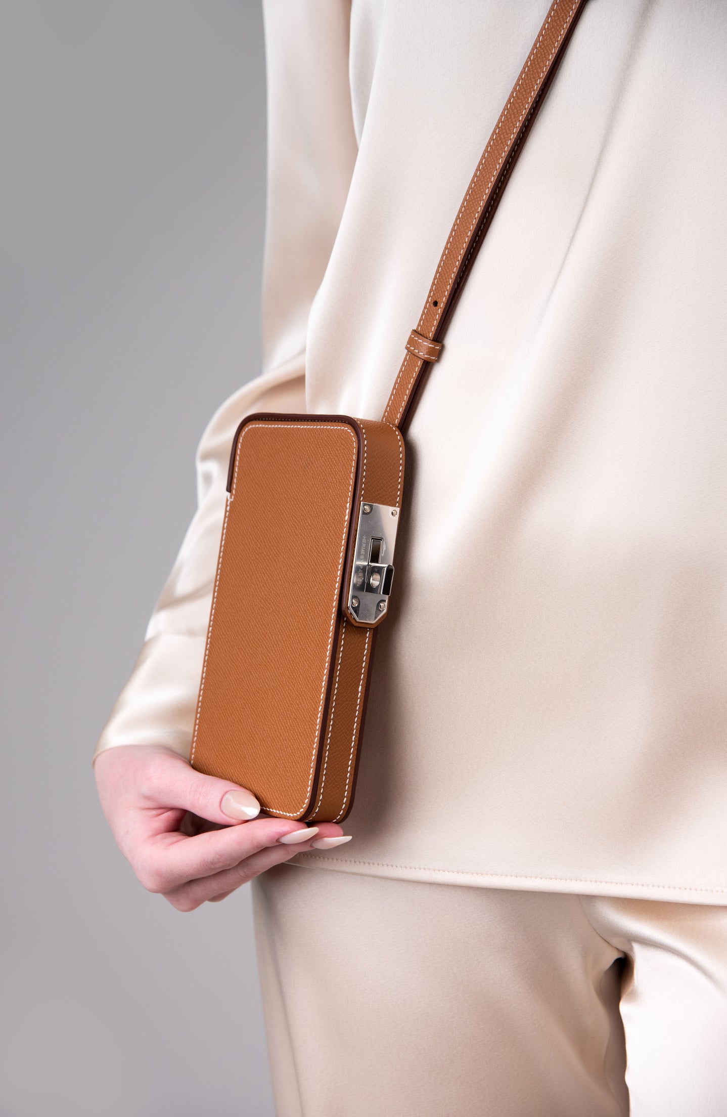 Hermès Hac a Box Phone Case with Strap in Gold