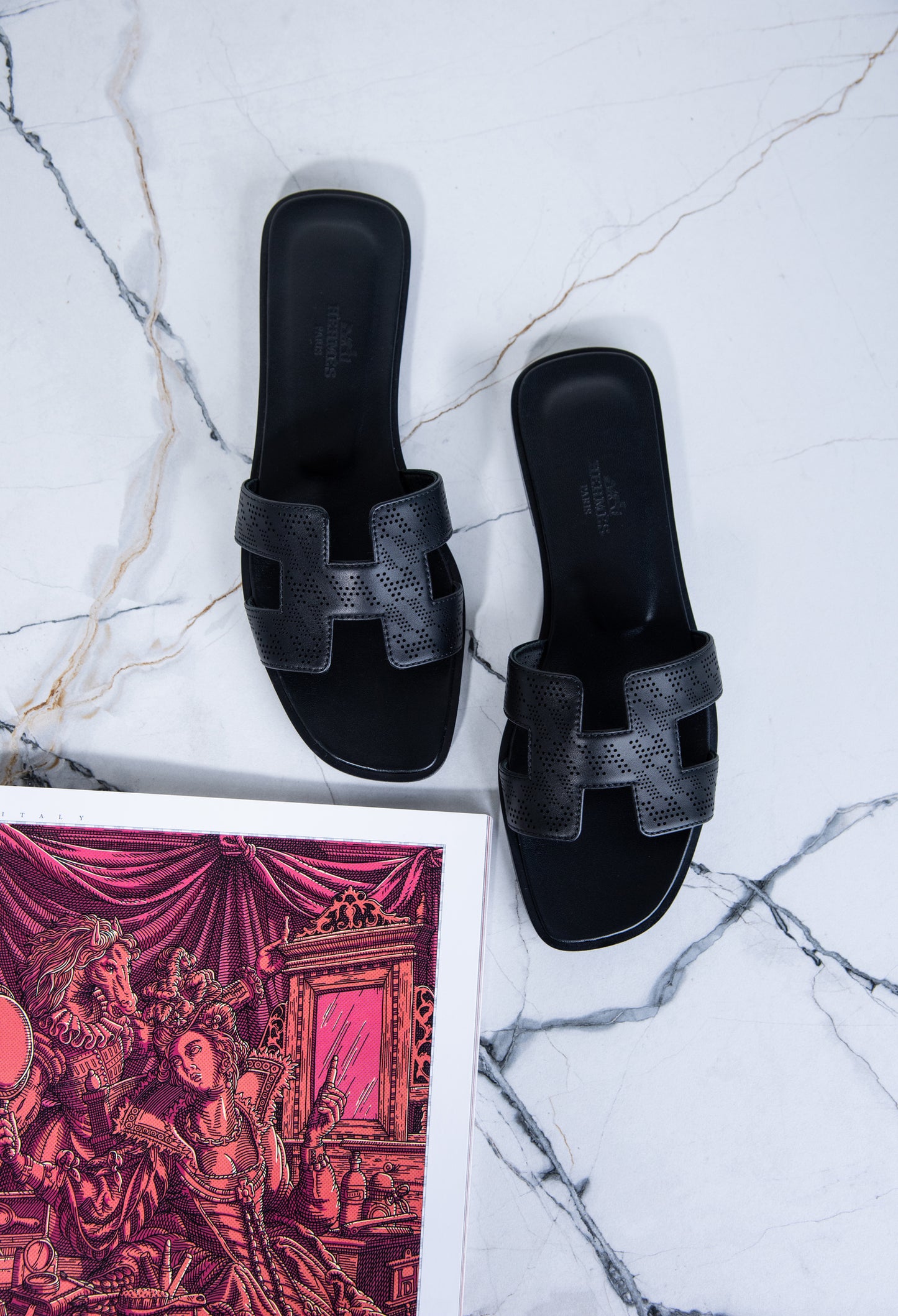 Hermès Limited Edition Black Oran Sandals