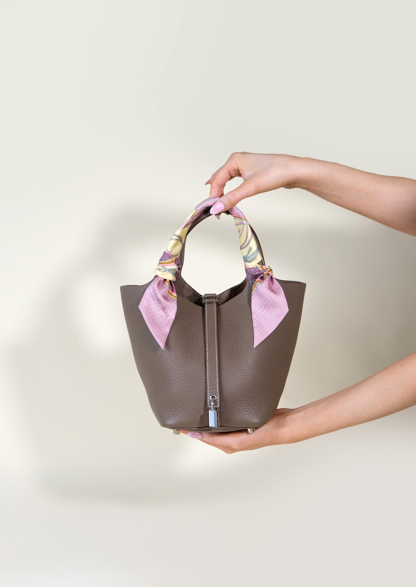 Hermès Picotin 18 in Etoupe PHW with Twilly
