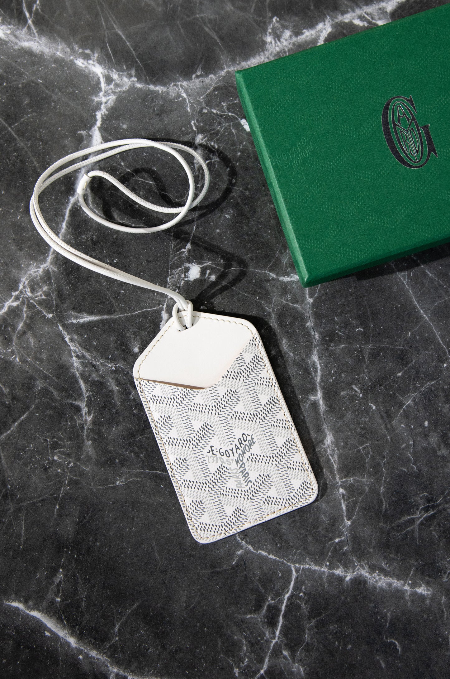 Goyard Leather ID Tag Holder in White