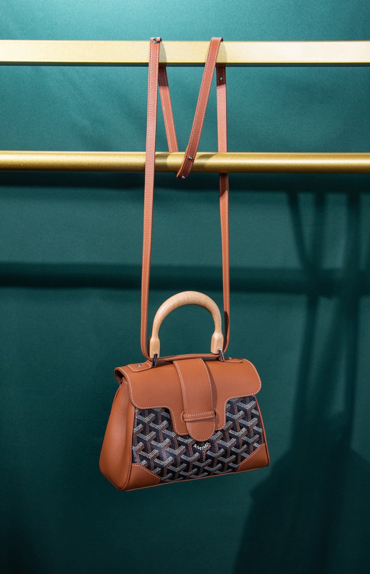 Goyard Mini Saigon Bag in Tan & Black