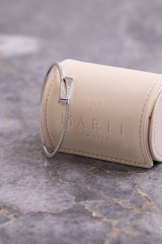 سوار مارلي سهل الارتداء من العقيق الأبيض/الماس الأبيض