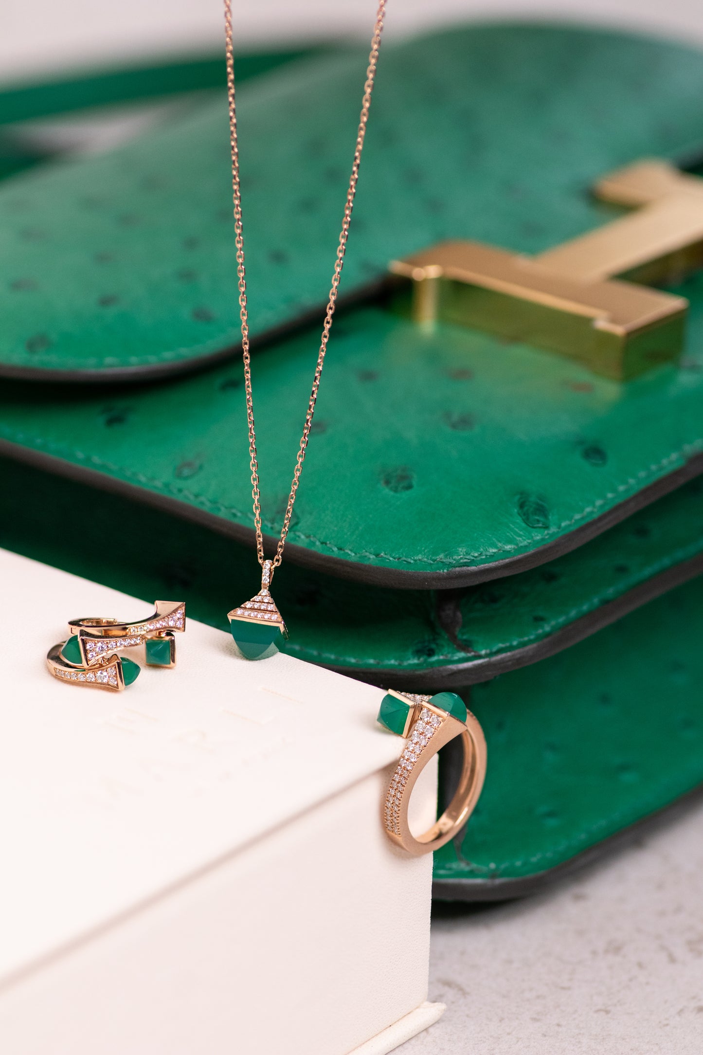 Marli Cleo Green Agate Jewelry Set