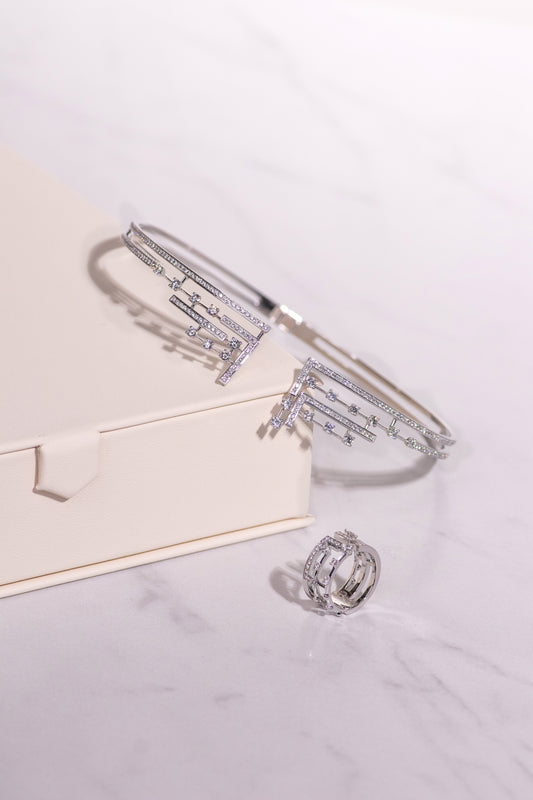 Marli Avenues White Gold Diamond Necklace Choker And Ring