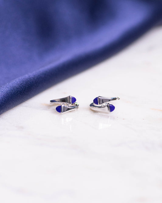 Marli Cleo Huggie Earring White Gold & Lapis