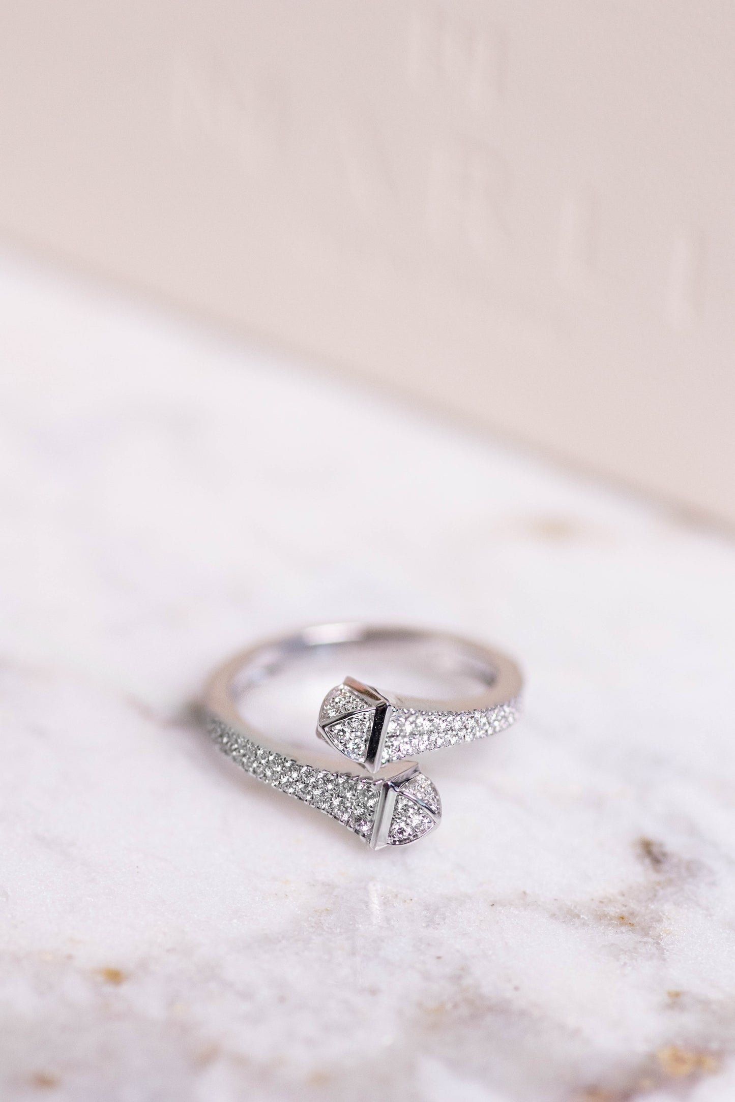 Marli Cleo Full White Gold Diamond Ring and Huggie Earrings