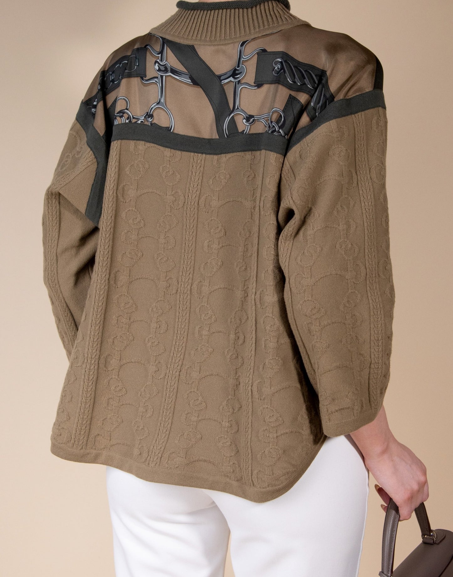 Hermès - Sweatshirt in Vert Gobi with Kelly 28 Epsom in Etain PHW