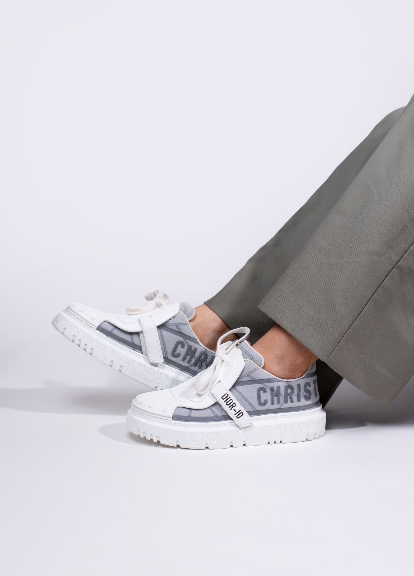 Dior White & French Blue Reflective Sneakers
