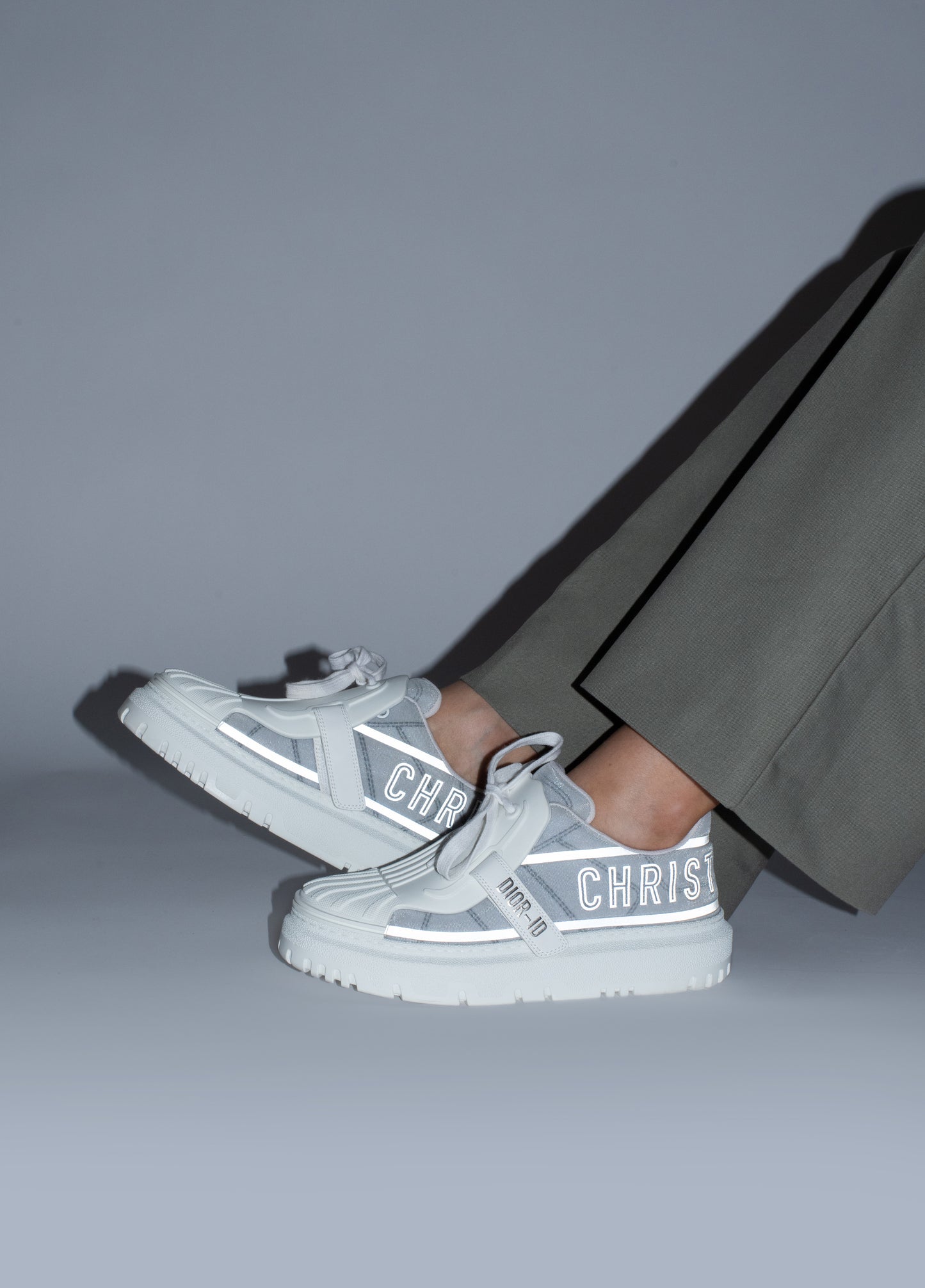 Dior White & French Blue Reflective Sneakers