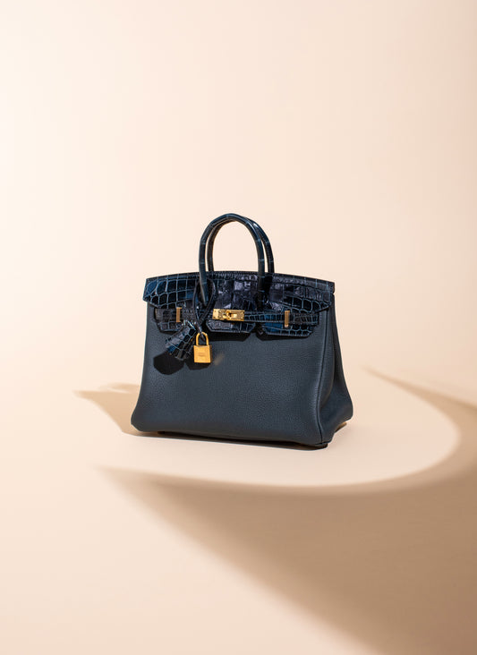 هيرميس - حذاء Birkin Touch Crocodile 25 بلون Vert Rousseau GHW