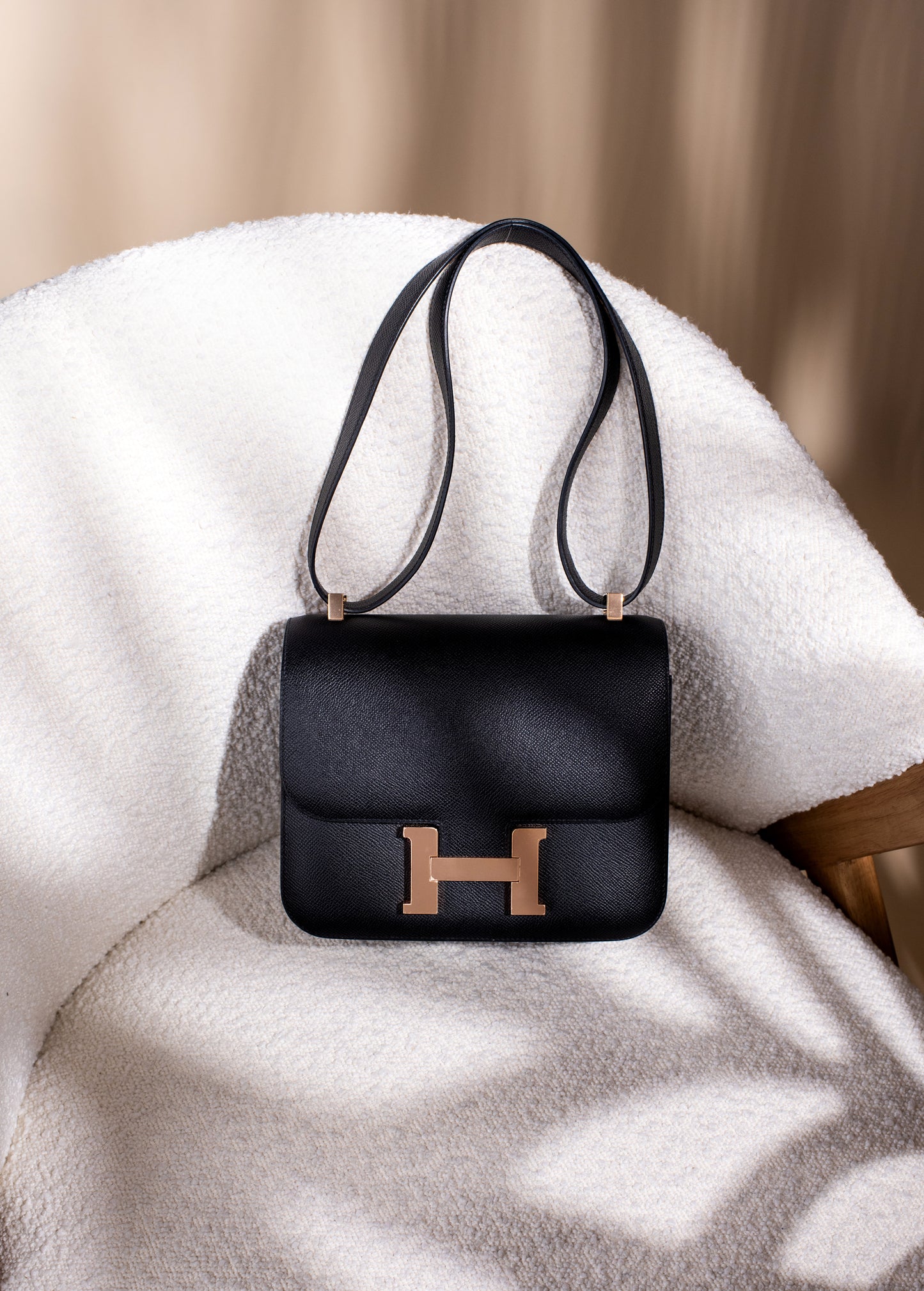 Hermès Constance 24 in Black Epsom RGHW