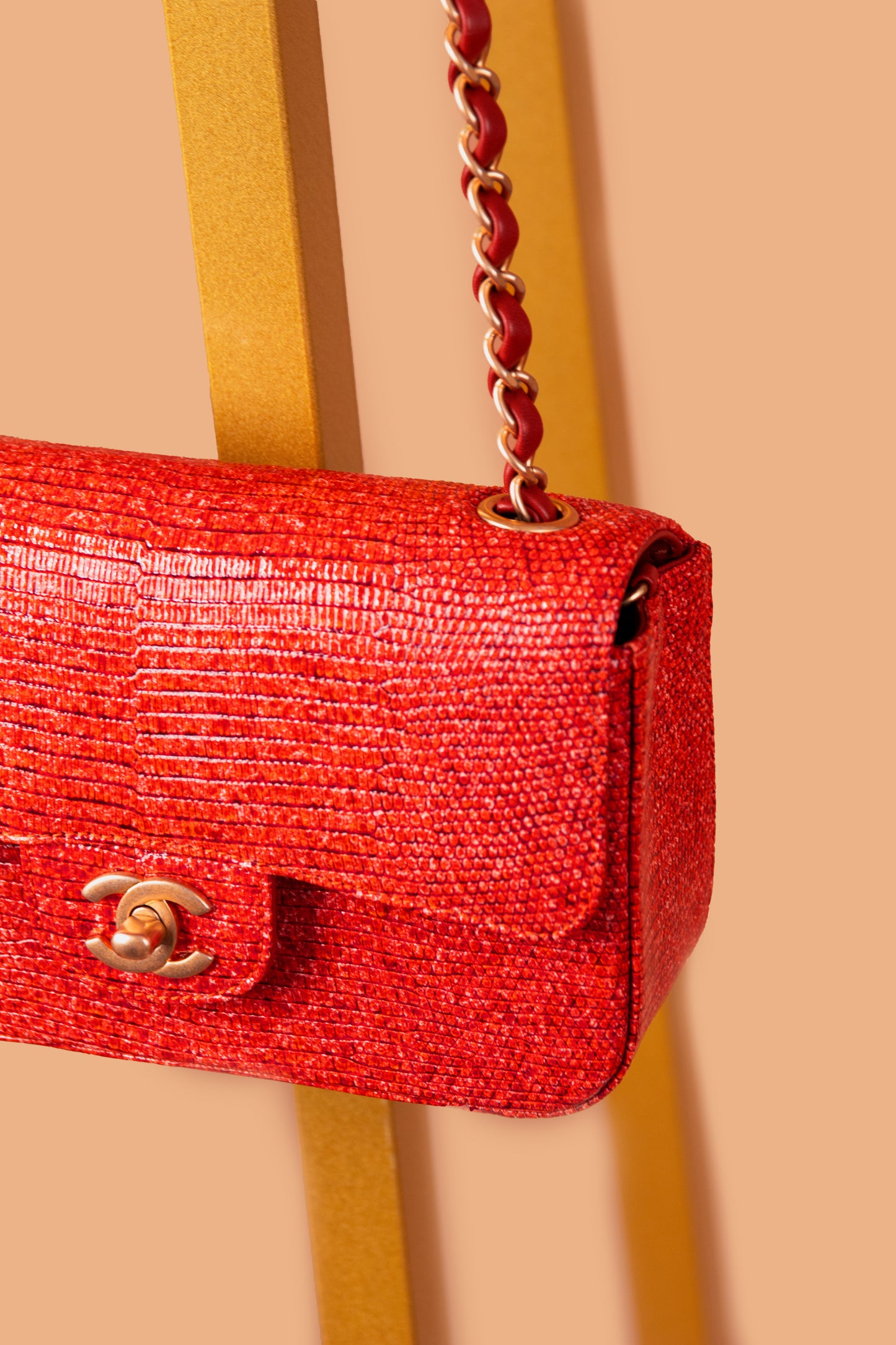 Chanel Red Lizard Mini Flap Bag