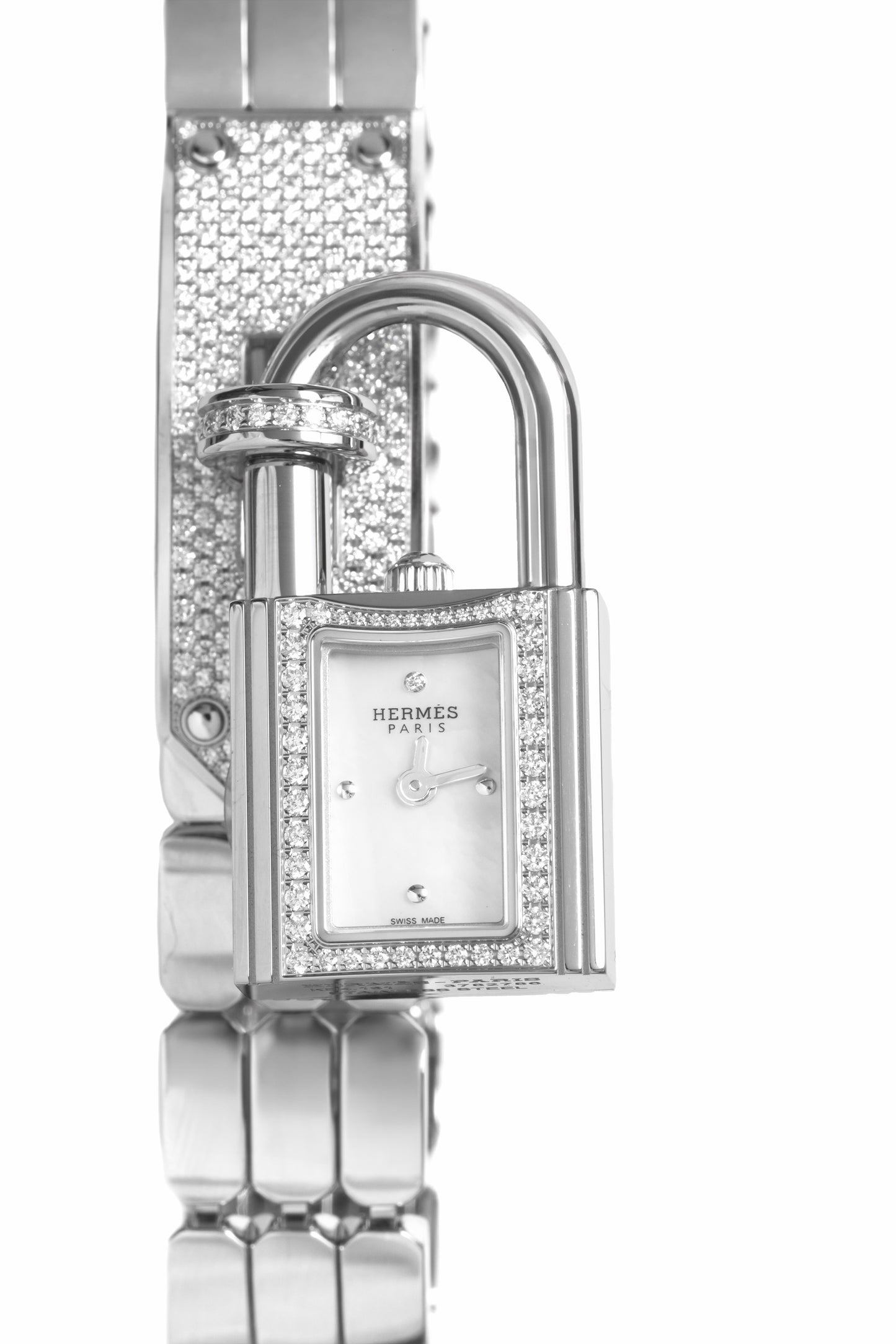 Hermes Diamond Kelly Lock Watch in White Gold