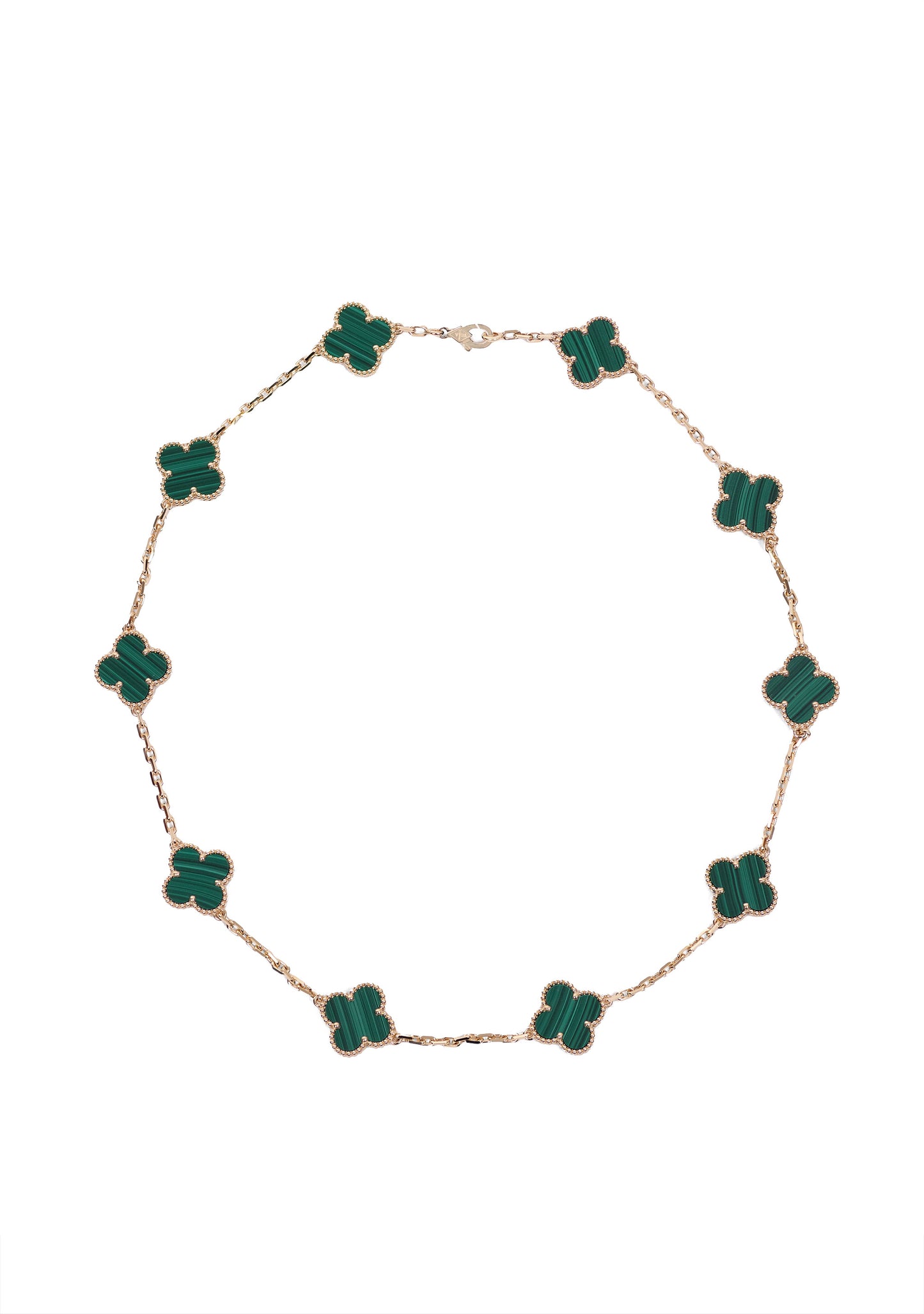 Van Cleef & Arpels 10 Motif Necklace in Yellow Gold/Malachite