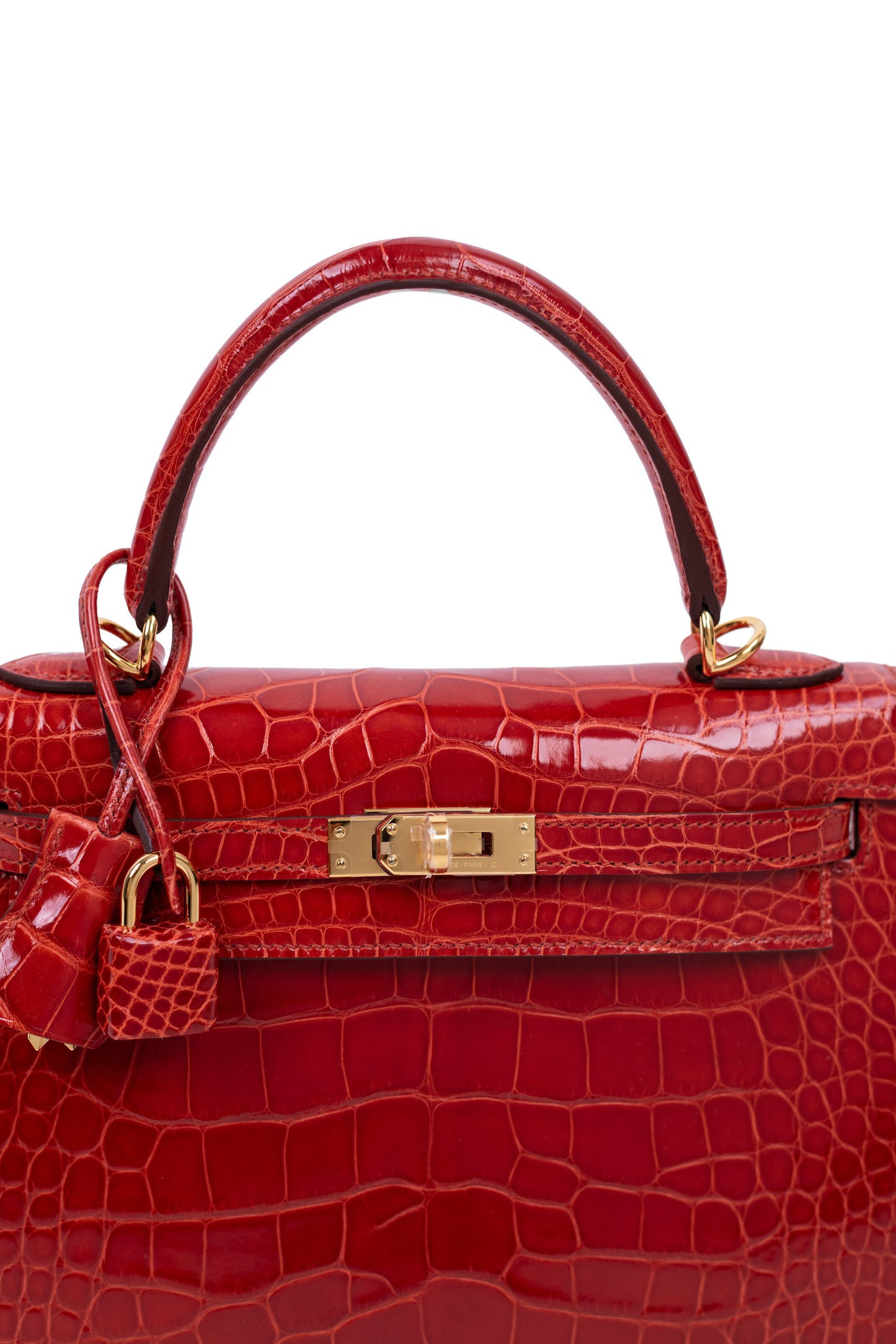 Hermès - Kelly 25 Shiny Alligator in Sanguine GHW