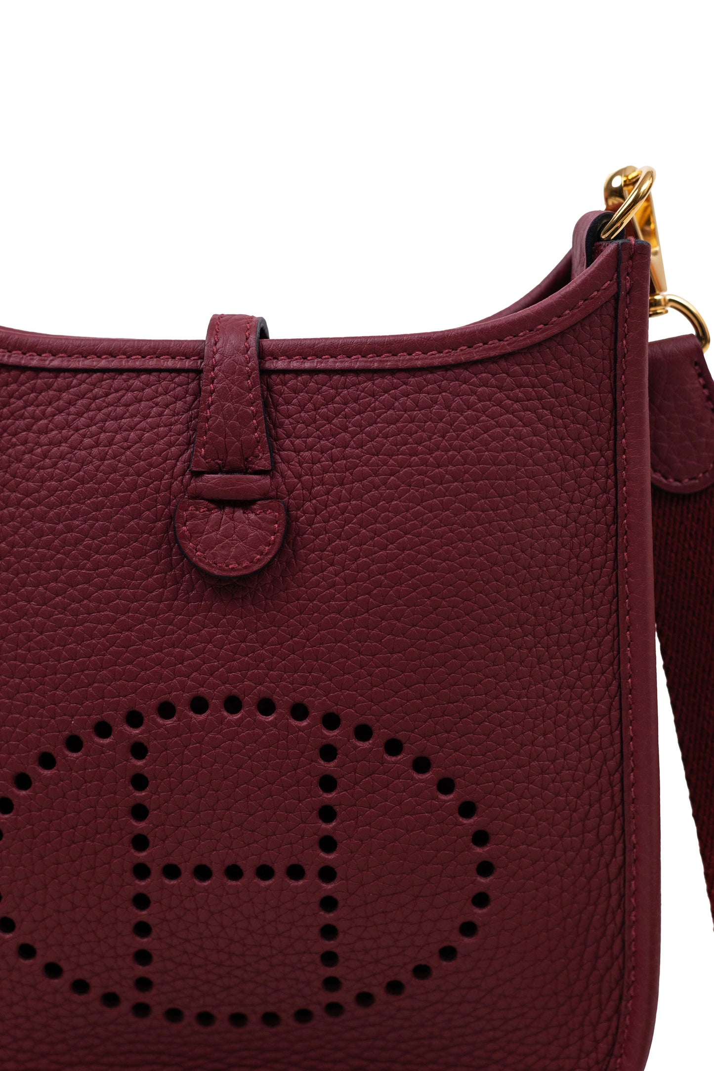 Hermès Mini Evelyne Clemence in Rouge H GHW