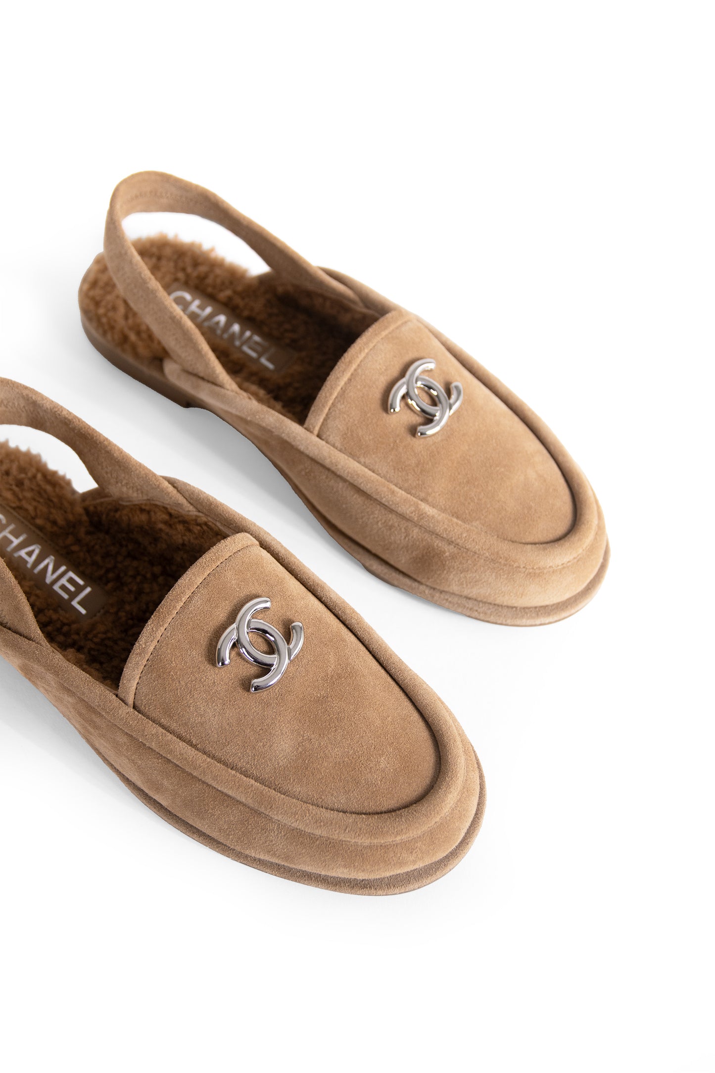 Chanel Suede/Shearling Beige Loafers