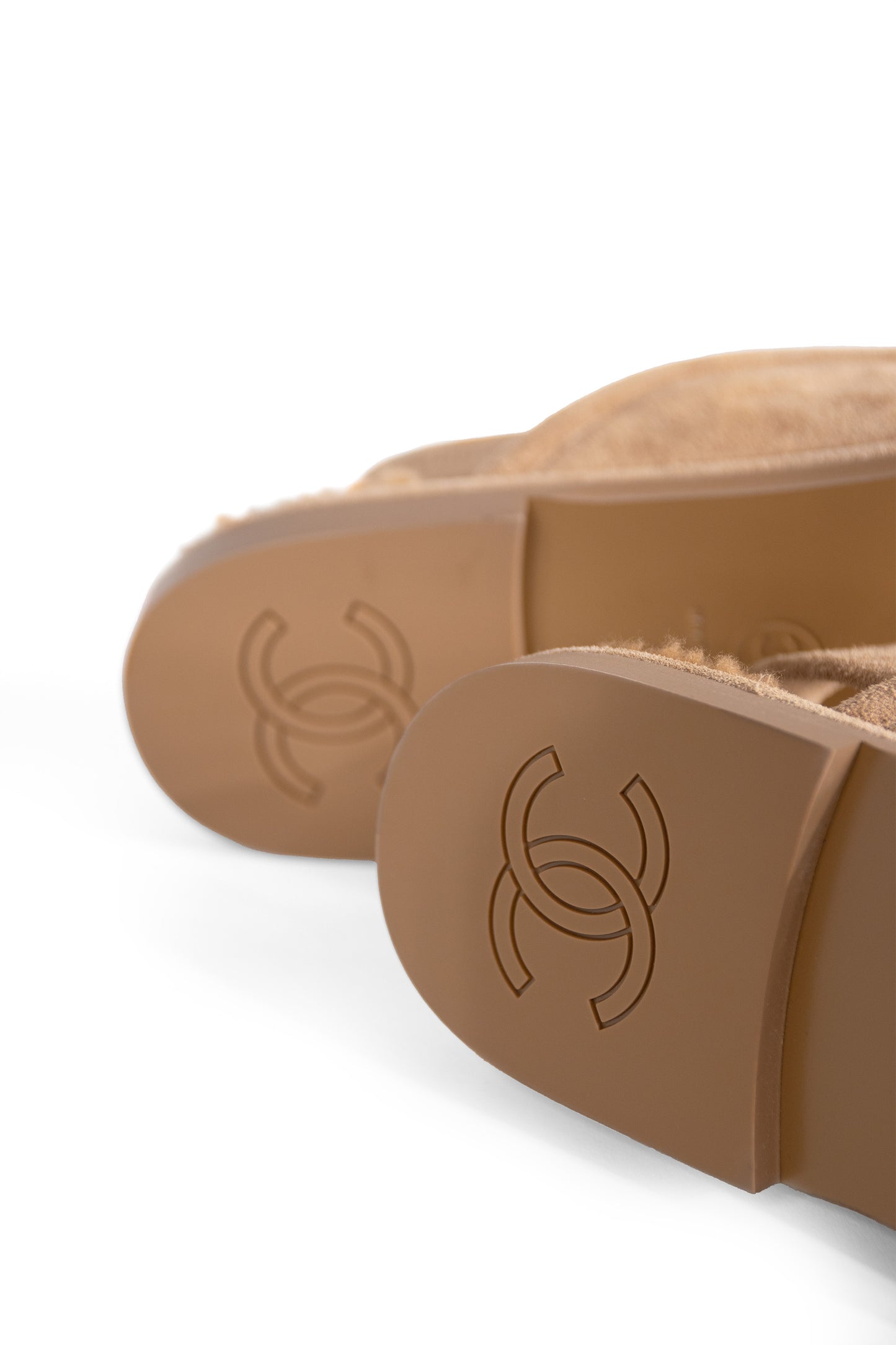 Chanel Suede/Shearling Beige Loafers