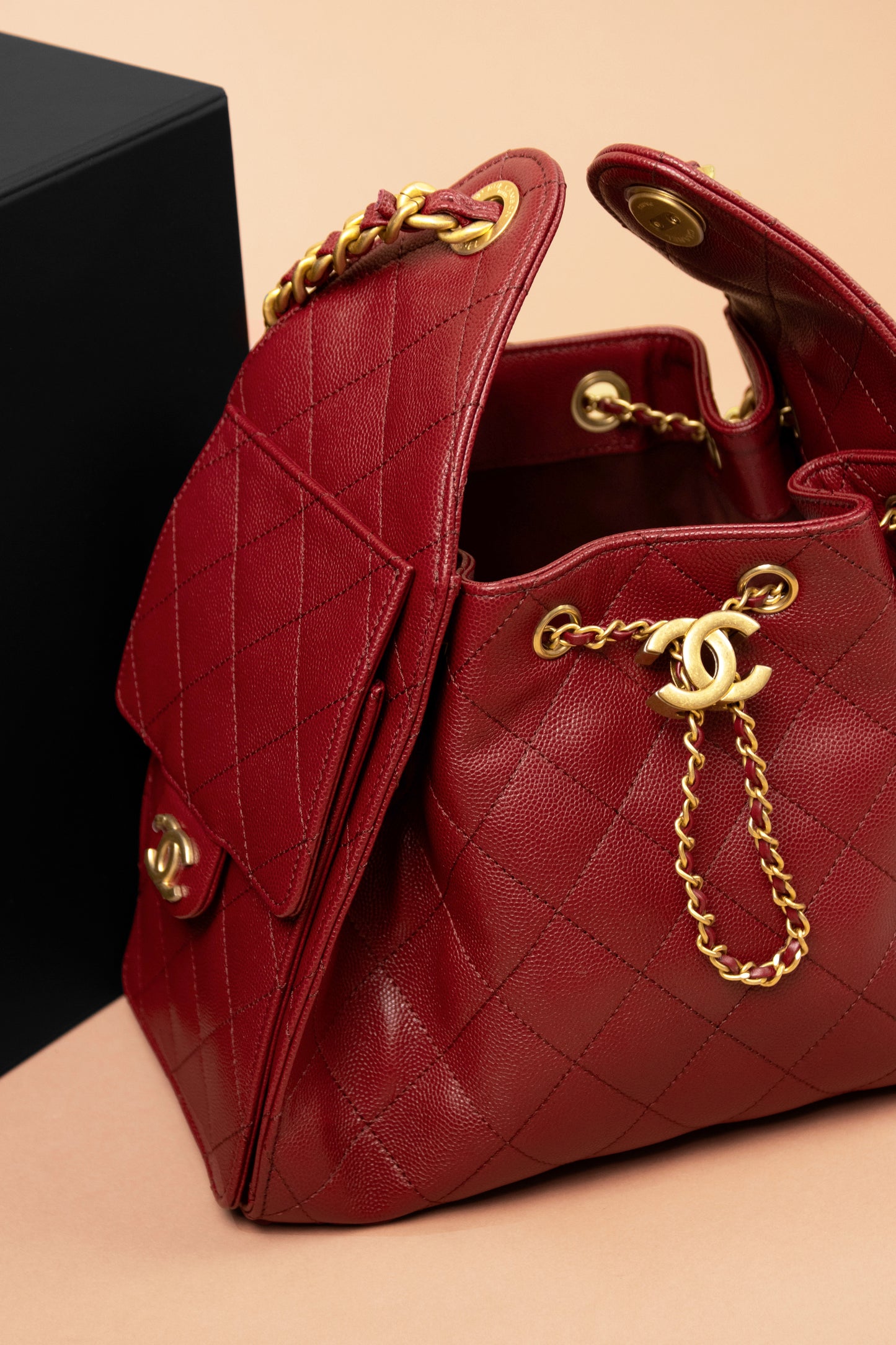 Chanel Red Hobo 25 Bag