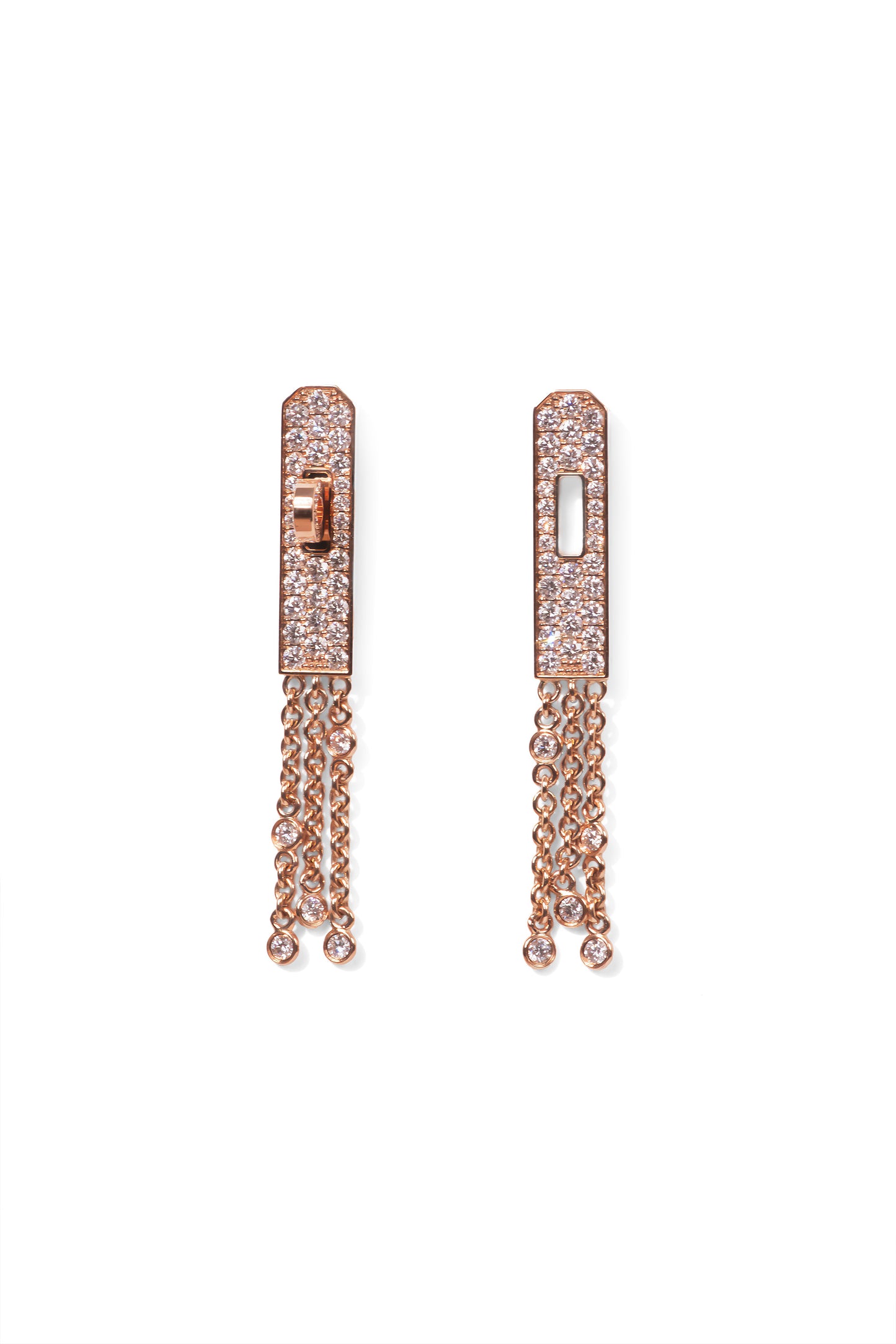 Hermes Kelly Gavroche Rose Gold Diamond Earrings