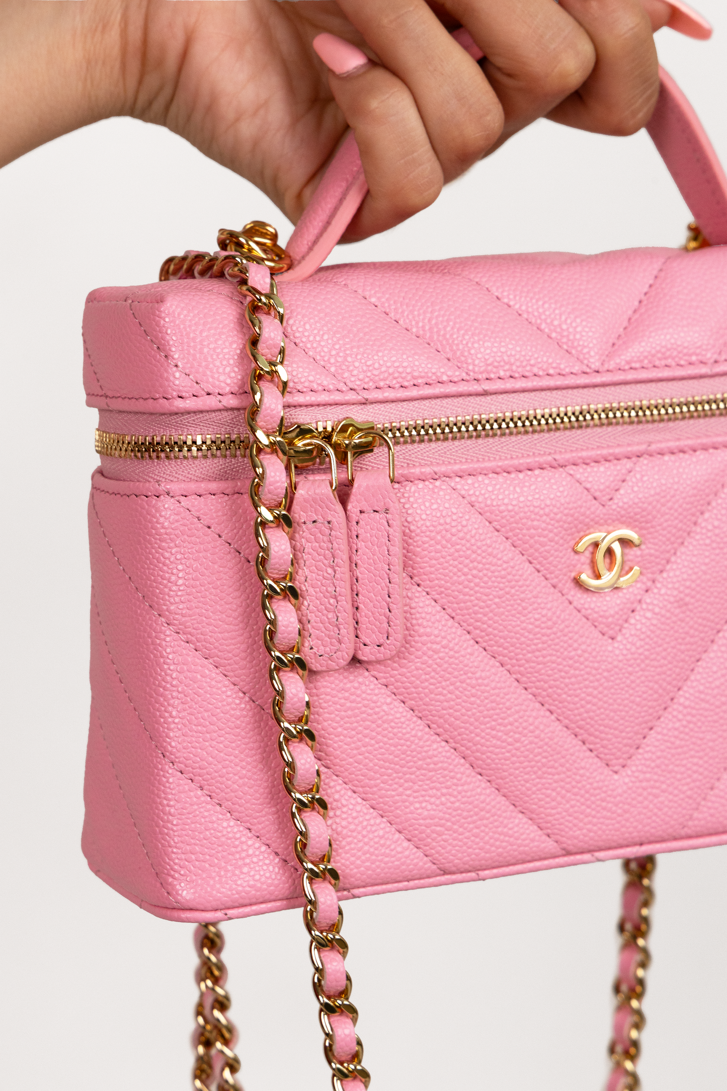 Chanel Vanity Case with Chain in Rose