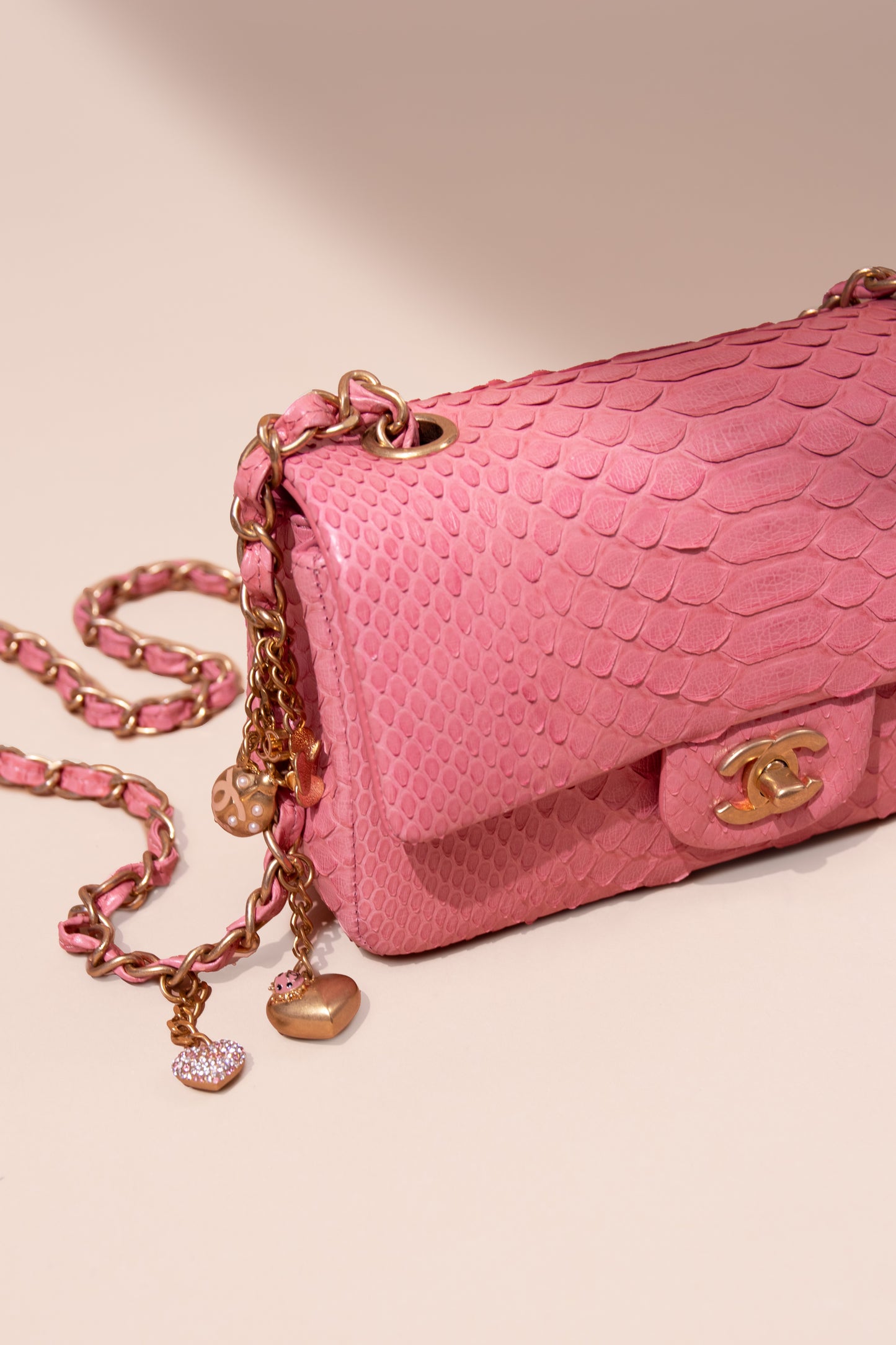 Chanel Mini Pink Python Flap Bag
