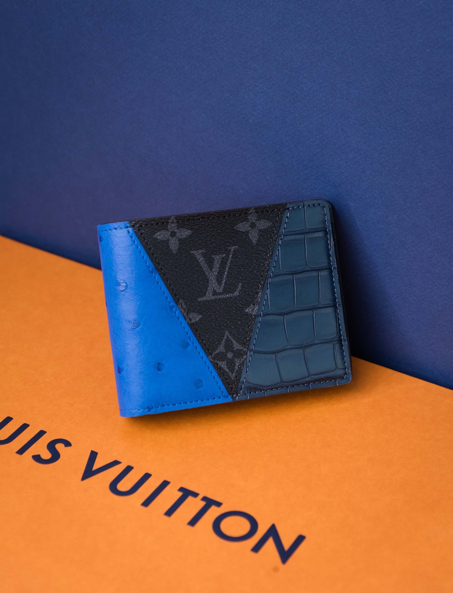 Louis Vuitton Wallet Tri-skin Ostrich/Crocodile/Monogram Leather
