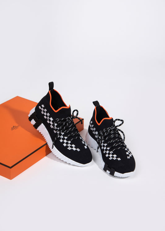 Hermès - Knit Sneakers in Black & White