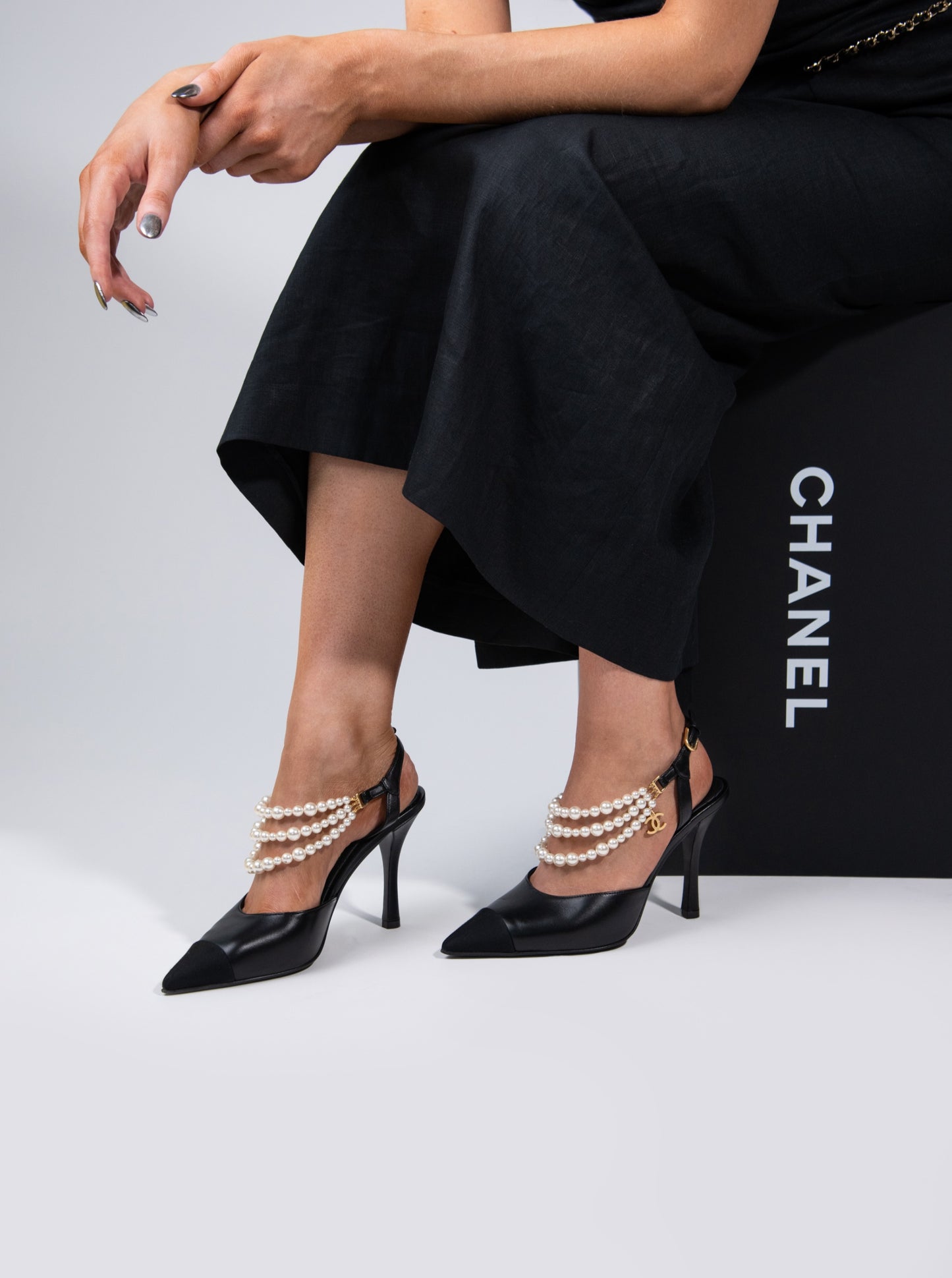 Chanel Black Pearl Heels