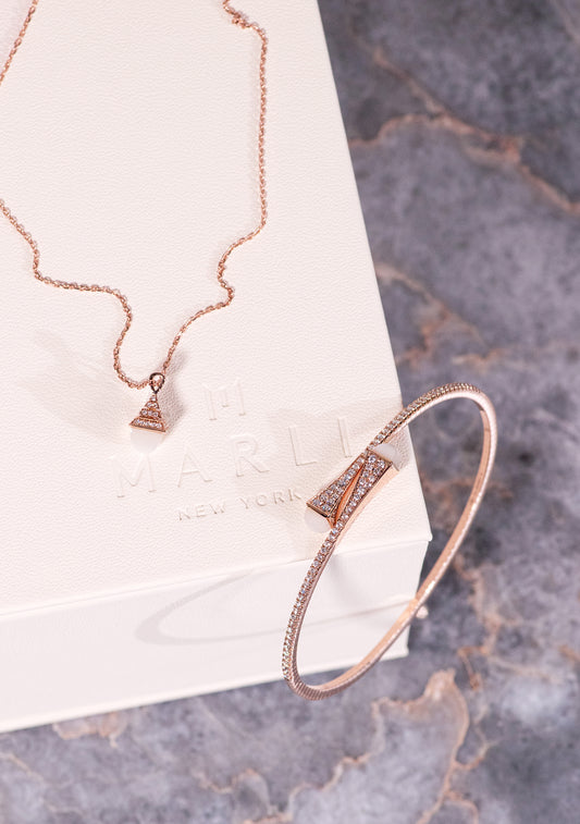 Marli Cleo Rose Gold Pendant & Bangle in Moon Stone