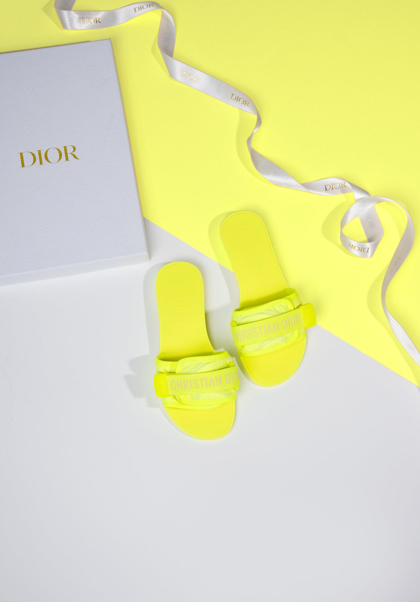 Dior Revolution Sandals in Neon Yellow
