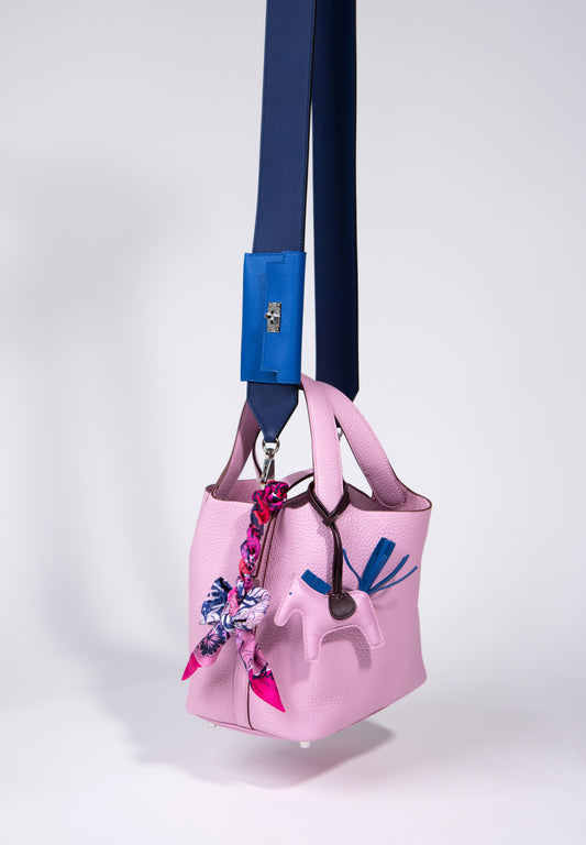 Hermès - Picotin 18 Mauve with Kelly Pocket Blue Strap