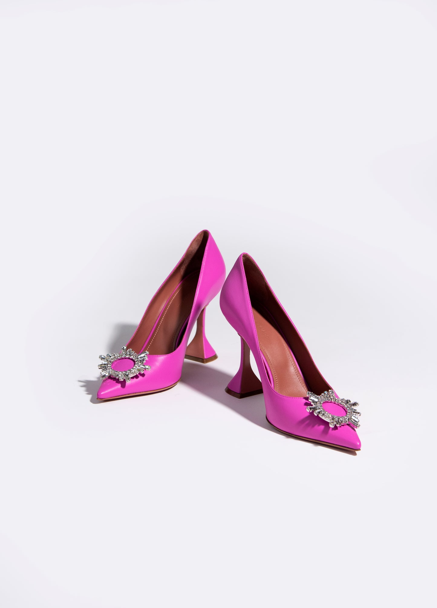 Amina Muaddi - Bright Pink Embellished Slingback