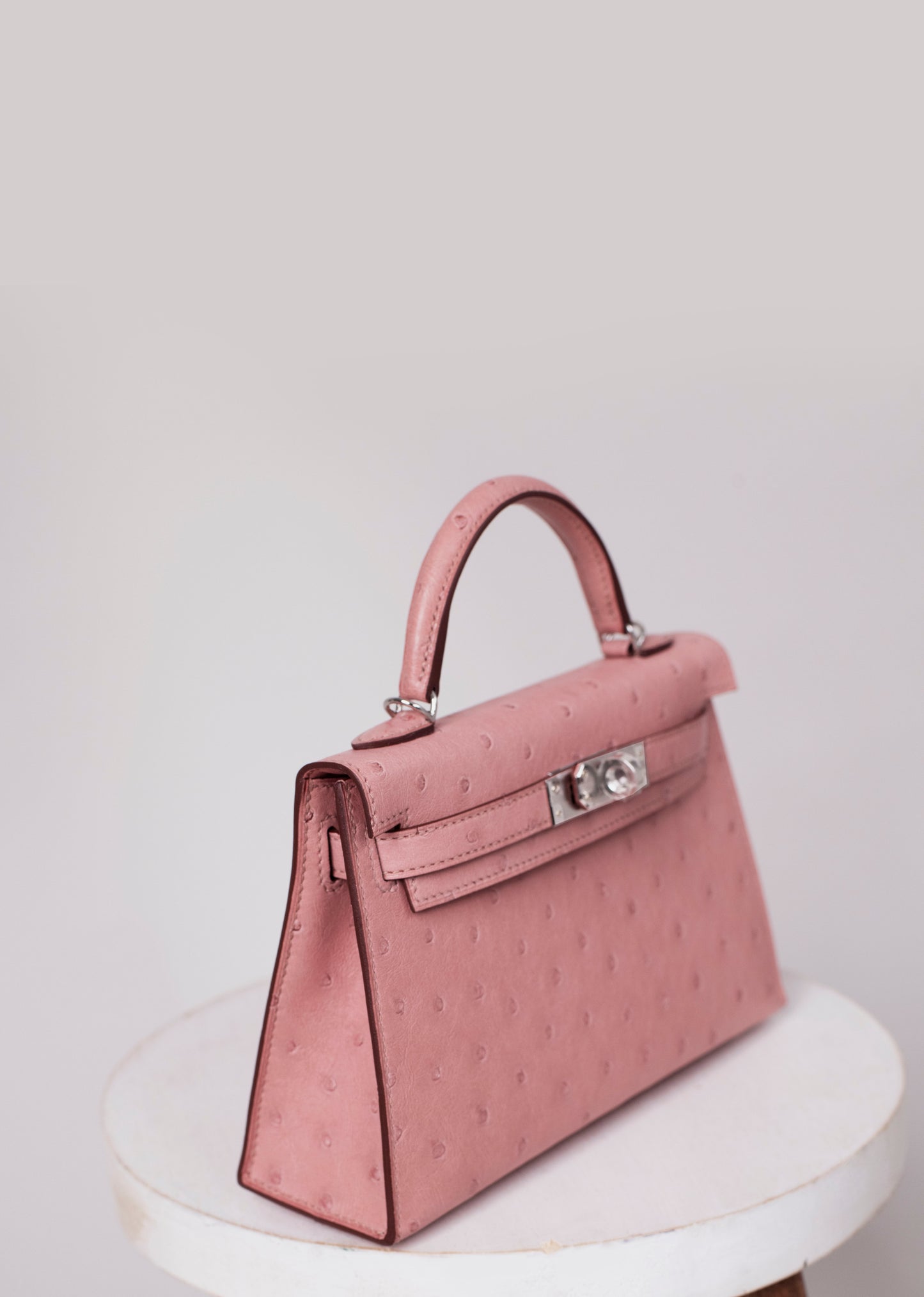 Hermès Mini Kelly Ostrich Terre Cuite PHW