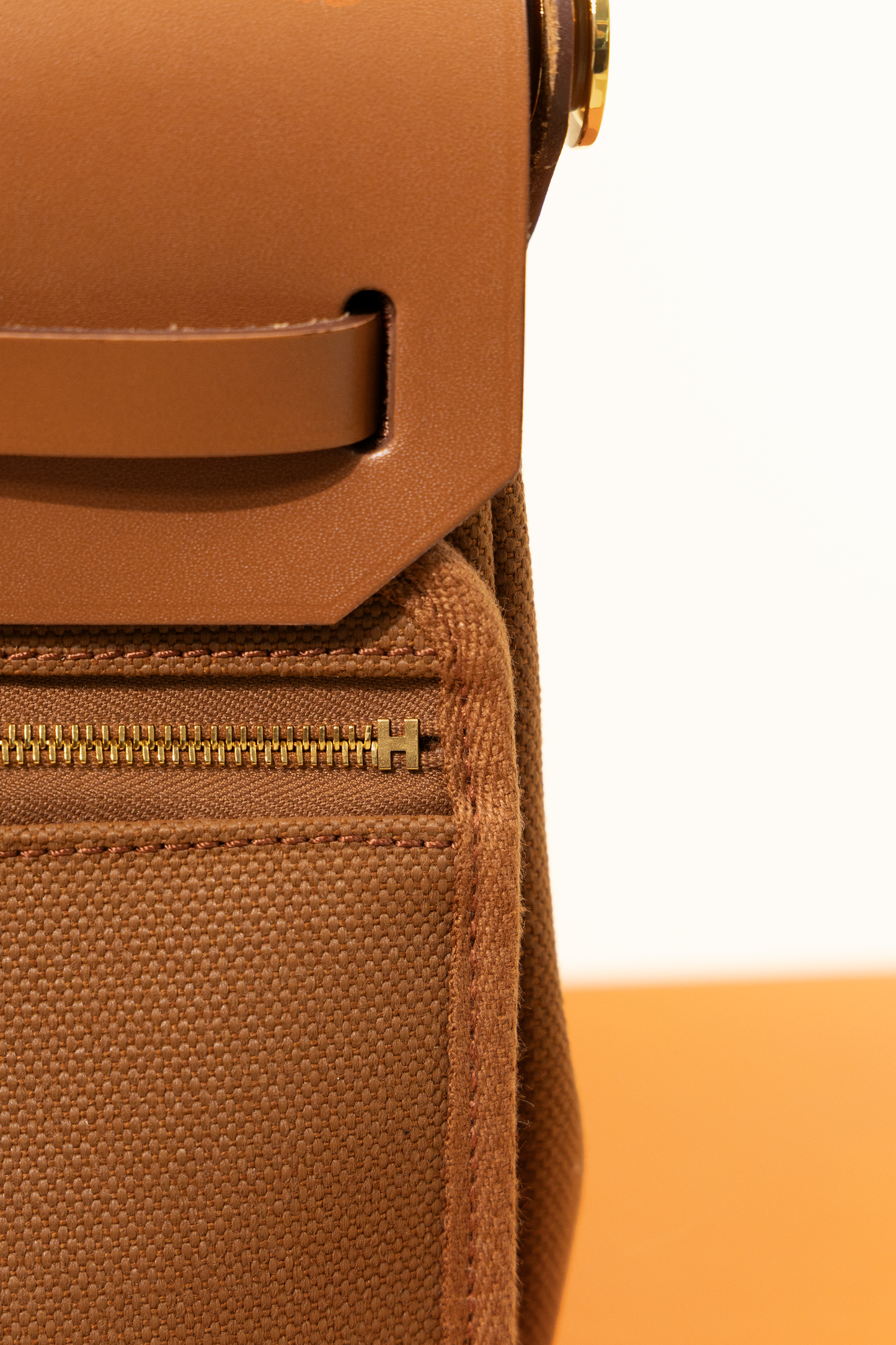 Hermès Mini Herbag Zip 20 Canvas in Fauve